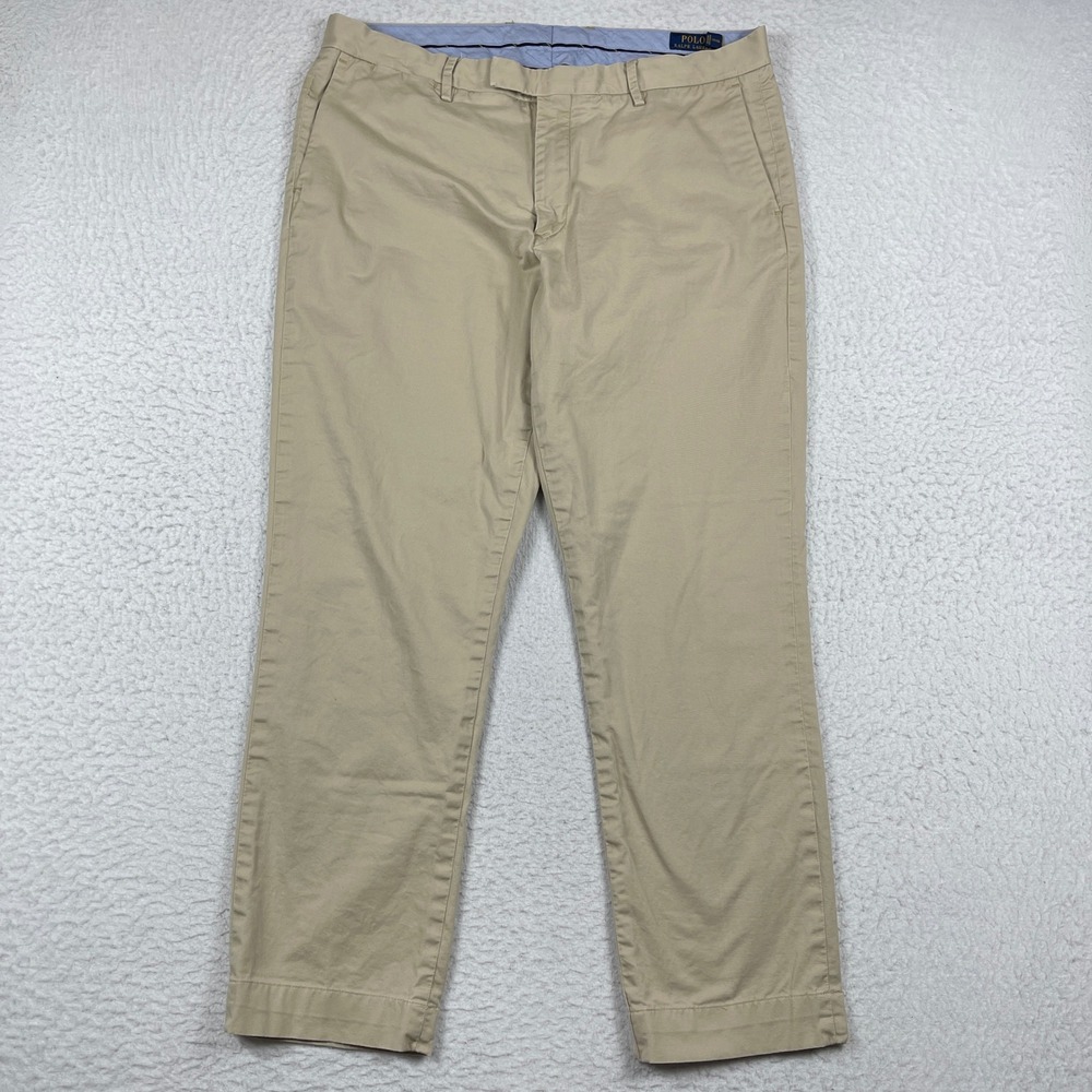 Polo Ralph Lauren Pants Mens 36x32 (fit 36x29) Tan Stretch Straight Fit Trousers